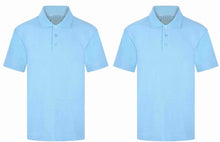 Load image into Gallery viewer, Pack of 2 PE Kit Sportswear Boys/Girls School Polo Shirts Sky Blue
