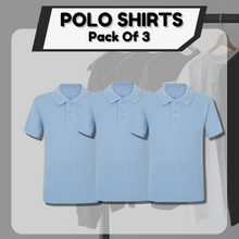 Load image into Gallery viewer, Pack of 3 PE Kit Sportswear Boys/Girls School Polo Shirts Sky Blue