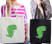 Load image into Gallery viewer, Cute Dinosaur Tea T-Rex Pun Joke Jurassic Dino Tote Bag Reusable Cotton Bags