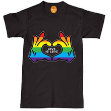 Load image into Gallery viewer, Hands Print Love is Love Gay Pride T Shirt Rainbow Lesbian LGBT Festival