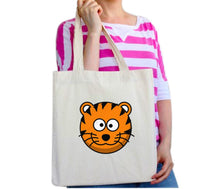 Load image into Gallery viewer, Tiger Photo Face Animal Graphic Design Printed Tote Bag Reusable Cotton Bags