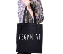 Load image into Gallery viewer, VEGAN AF Vegetarian Peace Hipster Slogan Tumblr Tote Bag Reusable Cotton Bags