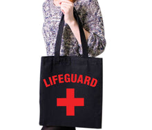 Load image into Gallery viewer, Lifeguard Cross + Tote Bag Fancy Dress Beach Party Reusable Cotton Bags