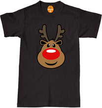 Load image into Gallery viewer, Rudolph Reindeer Face T-Shirt - Christmas Retro Rudolf Xmas Gift Kids Men's Top