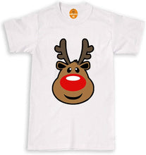 Load image into Gallery viewer, Rudolph Reindeer Face T-Shirt - Christmas Retro Rudolf Xmas Gift Kids Men's Top