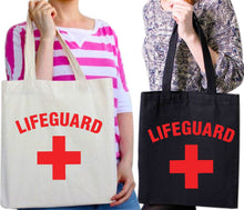 Load image into Gallery viewer, Lifeguard Cross + Tote Bag Fancy Dress Beach Party Reusable Cotton Bags