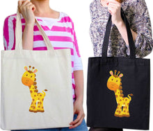 Load image into Gallery viewer, Cute Giraffe Print Wildlife Protect Tote Bag Reusable Cotton Bags