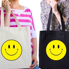 Load image into Gallery viewer, Acid Smiley Face Yellow Tote Bag House Rave Music Retro Reusable Cotton Bags
