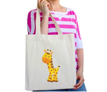 Load image into Gallery viewer, Cute Giraffe Print Wildlife Protect Tote Bag Reusable Cotton Bags