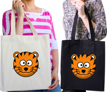 Load image into Gallery viewer, Tiger Photo Face Animal Graphic Design Printed Tote Bag Reusable Cotton Bags