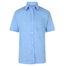Load image into Gallery viewer, Girls School Uniform Short Sleeves Blue Blouse Shirt