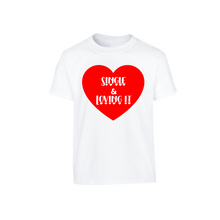 Load image into Gallery viewer, Happy Valentine's Day T-Shirt, Single and Loving It Heart T-Shirt