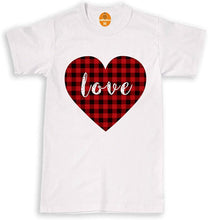 Load image into Gallery viewer, Happy Valentines Day T-Shirt, Cute Buffalo Check Plaid True Love Heart Tee Top