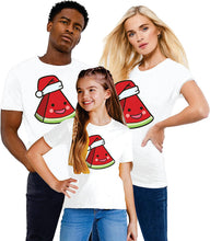 Load image into Gallery viewer, Kids Christmas Holiday Vegan T Shirts Cute Funny Santa Hat Watermelon Slice Matching Family Xmas Outfits T-Shirt