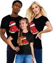Load image into Gallery viewer, Kids Christmas Holiday Vegan T Shirts Cute Funny Santa Hat Watermelon Slice Matching Family Xmas Outfits T-Shirt