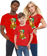 Load image into Gallery viewer, Kids Xmas Holiday Funny Dog Hat Santa Boys Girls Christmas T-Shirt