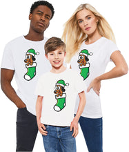 Load image into Gallery viewer, Xmas Holiday Kids Funny Dog Wearing Elf Cap in Sock Gift Santa Boys Girls Merry Christmas T-Shirt