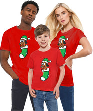 Load image into Gallery viewer, Xmas Holiday Kids Funny Dog Wearing Elf Cap in Sock Gift Santa Boys Girls Merry Christmas T-Shirt