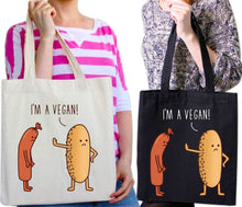 Load image into Gallery viewer, I Am Vegan Design health healthy veggie meat free veganism Tote Bag Reusable