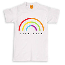 Load image into Gallery viewer, Live Free Gay Pride T Shirt Rainbow Tshirt Lesbian Tee Top LGBT Festival