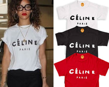 Load image into Gallery viewer, Celine Paris Women Men Party Fashion White Black Unisex T Shirt Top