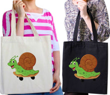 Load image into Gallery viewer, Cute Happy Snail Doodle Cartoon Tote Bag Reusable Cotton Bags