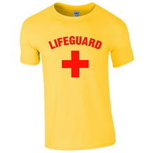 Load image into Gallery viewer, Lifeguard Cross +Unisex T-Shirt - Fancy Dress Beach Party Yellow Top