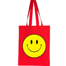 Load image into Gallery viewer, Acid Smiley Face Yellow Tote Bag House Rave Music Retro Reusable Cotton Bags