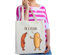 Load image into Gallery viewer, I Am Vegan Design health healthy veggie meat free veganism Tote Bag Reusable