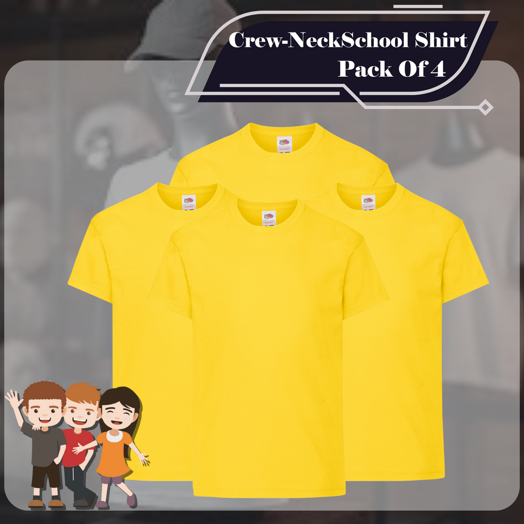 Pack of 4 PE Kit Sportswear Boys/Girls Yellow School Plain T-Shirts