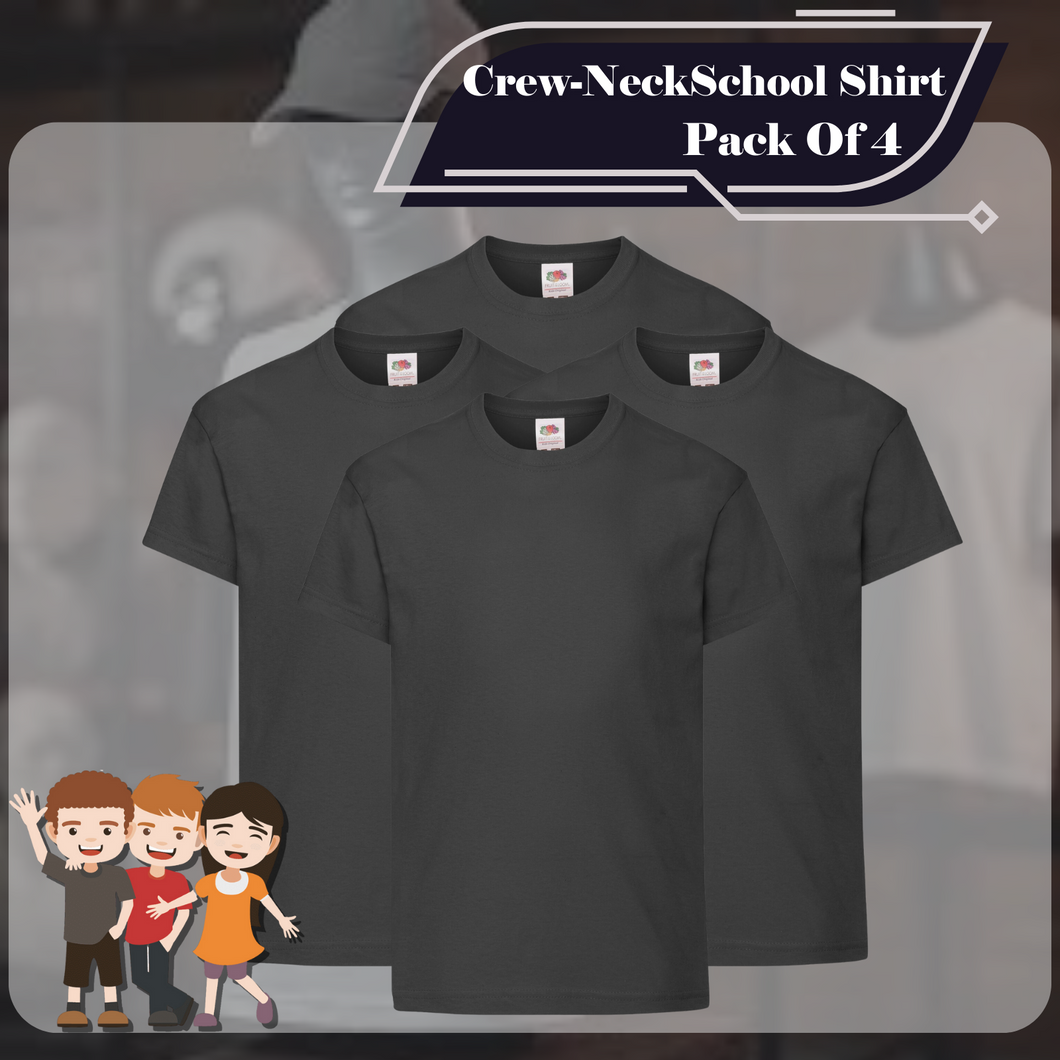 Pack of 4 PE Kit Sportswear Boys/Girls Black School Plain T-Shirts