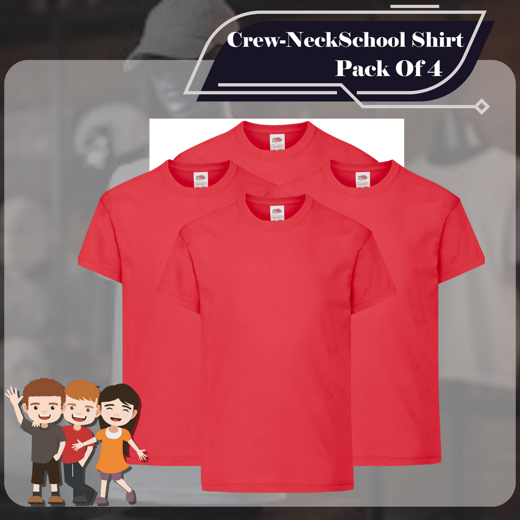 Pack of 4 PE Kit Sportswear Boys/Girls Red School Plain T-Shirts