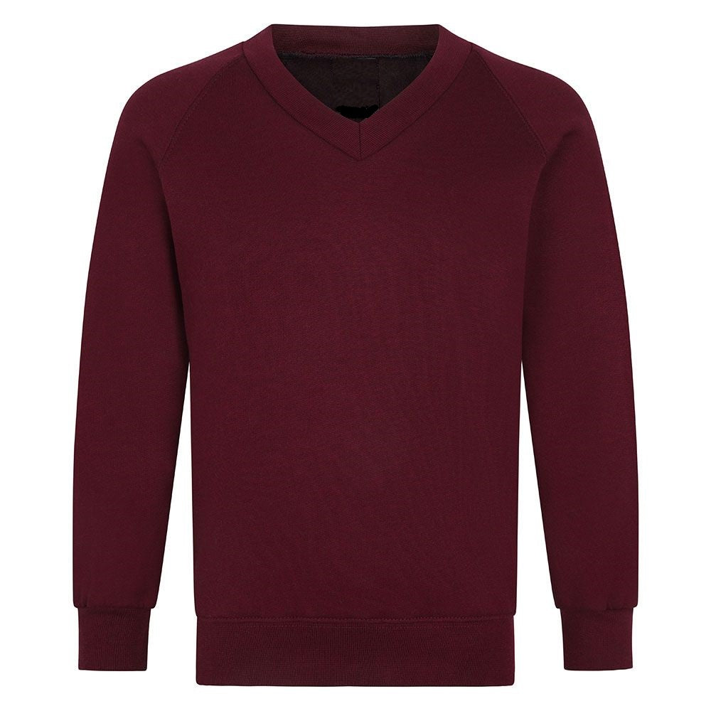 Boys Burgundy V-Neck School Jumpers