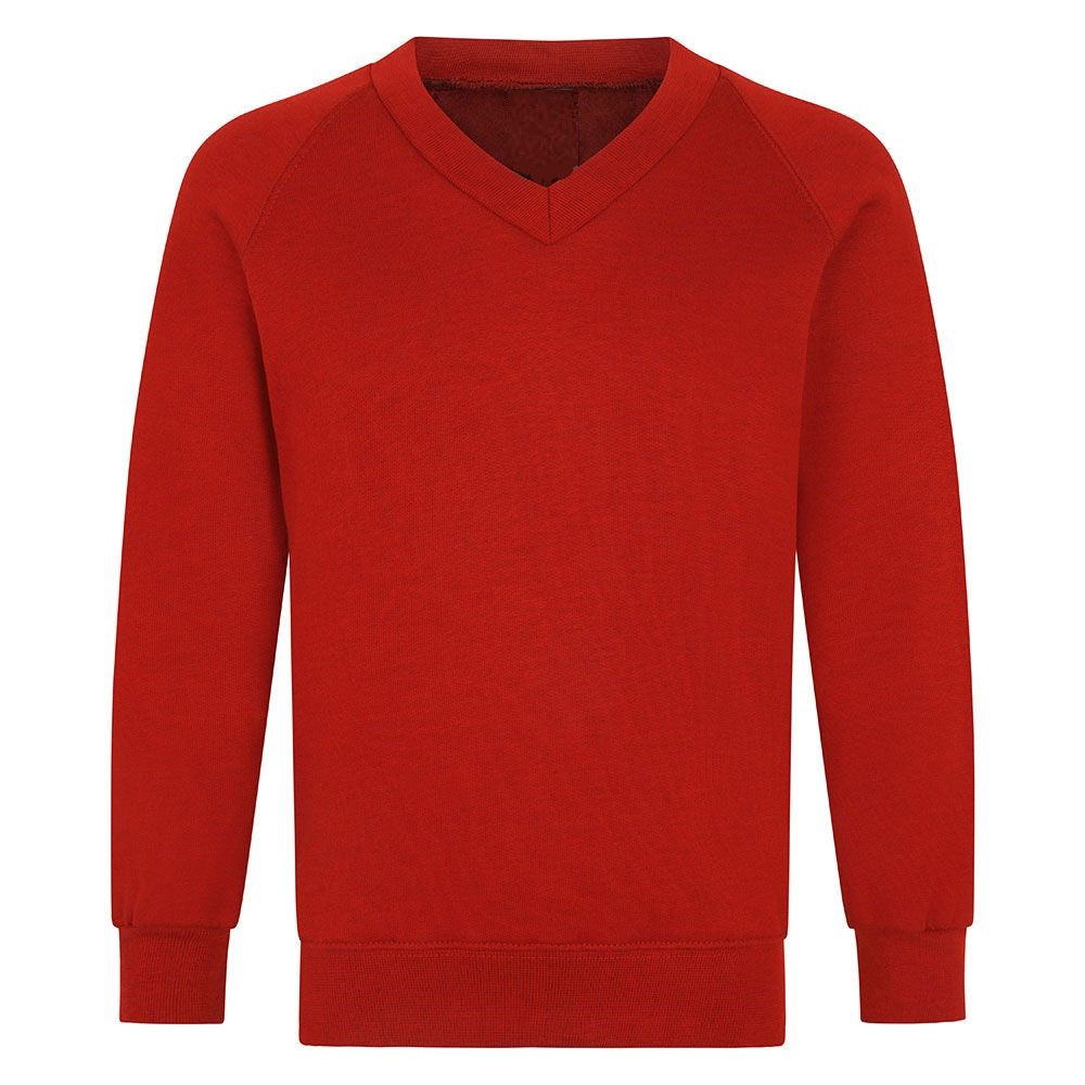 Boys Red  V-Neck School Jumpers