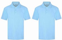 Load image into Gallery viewer, Pack of 2 PE Kit Sportswear Boys/Girls School Polo Shirts Sky Blue
