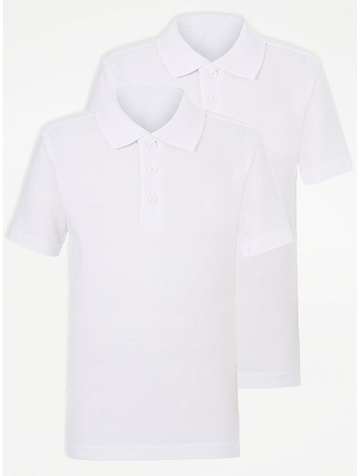 Pack of 2 PE Kit Sportswear Boys/Girls School Polo Shirts White