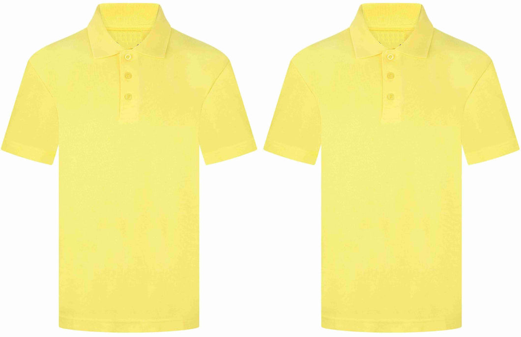 Pack of 2 PE Kit Sportswear Boys/Girls School Polo Shirts Yellow