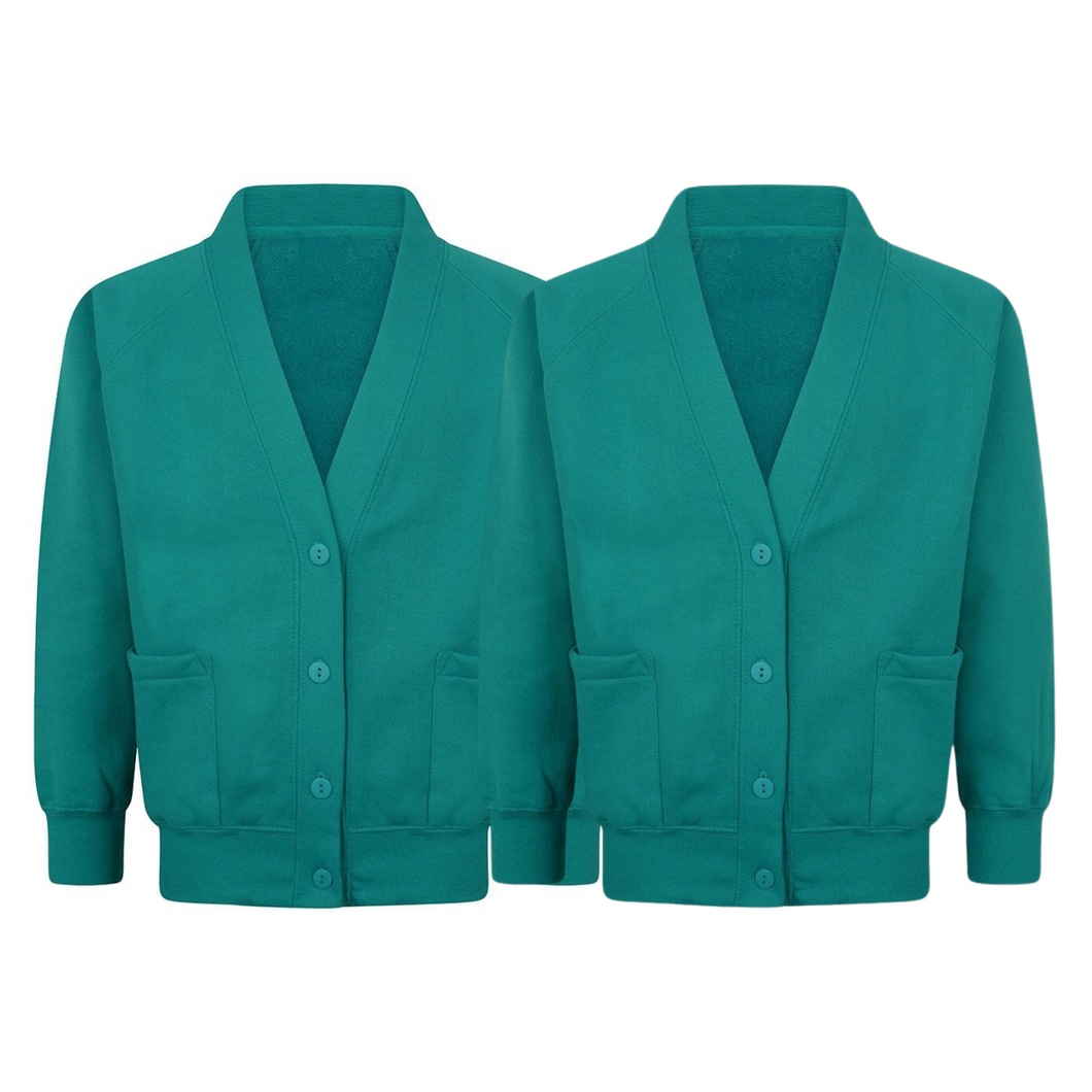 Pack Of 2 Girls Sweat Cardigan School Uniform Long Sleeves Jade Green