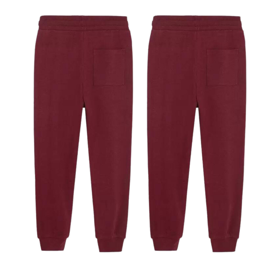 Pack Of 2 Unisex Kids Fleece Jogging Bottoms Sports PE Trouser Burgundy