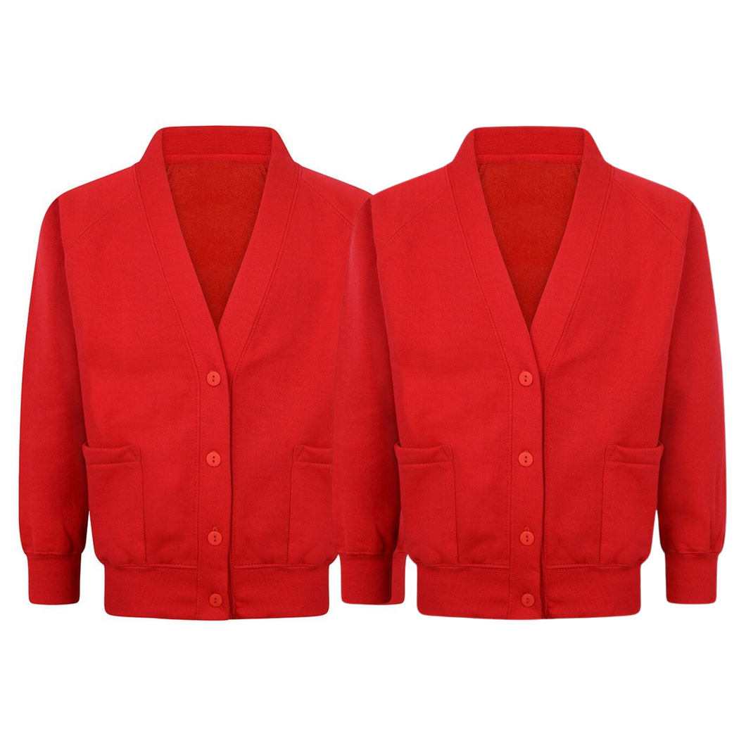 Pack Of 2 Girls Sweat Cardigan School Uniform Long Sleeves Red