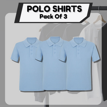 Load image into Gallery viewer, Pack of 3 PE Kit Sportswear Boys/Girls School Polo Shirts Sky Blue
