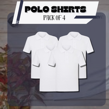 Load image into Gallery viewer, Pack of 4 PE Kit Sportswear Boys/Girls School Polo Shirts White
