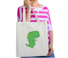 Load image into Gallery viewer, Cute Dinosaur Tea T-Rex Pun Joke Jurassic Dino Tote Bag Reusable Cotton Bags
