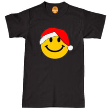 Load image into Gallery viewer, Smiley Face Santa Hat Christmas Xmas Yellow Rave Face Dance Music T-Shirt

