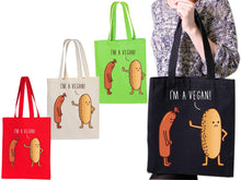 Load image into Gallery viewer, I Am Vegan Design health healthy veggie meat free veganism Tote Bag Reusable
