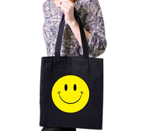 Load image into Gallery viewer, Acid Smiley Face Yellow Tote Bag House Rave Music Retro Reusable Cotton Bags
