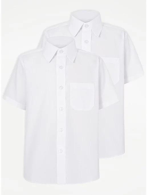Pack of 2 Boys White Short Sleeve  School Shirts.