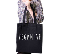 Load image into Gallery viewer, VEGAN AF Vegetarian Peace Hipster Slogan Tumblr Tote Bag Reusable Cotton Bags
