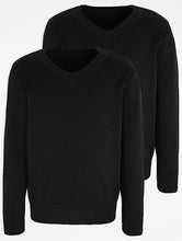 Load image into Gallery viewer, Pack of 2  Boys Black V-Neck School Jumpers
