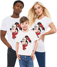 Load image into Gallery viewer, Women Men Minnie Mouse Christmas Holiday T Shirt Girls Minnie Santa Hat Christmas Top Black
